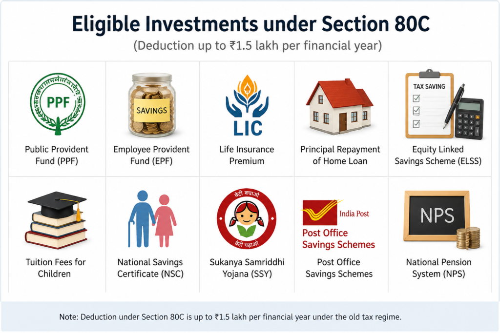 Eligible investments under section 80C