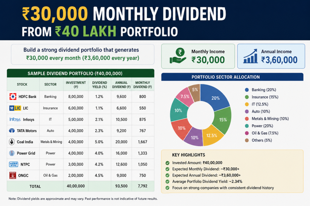 ₹30000 Monthly Dividend From ₹40 Lakh Portfolio