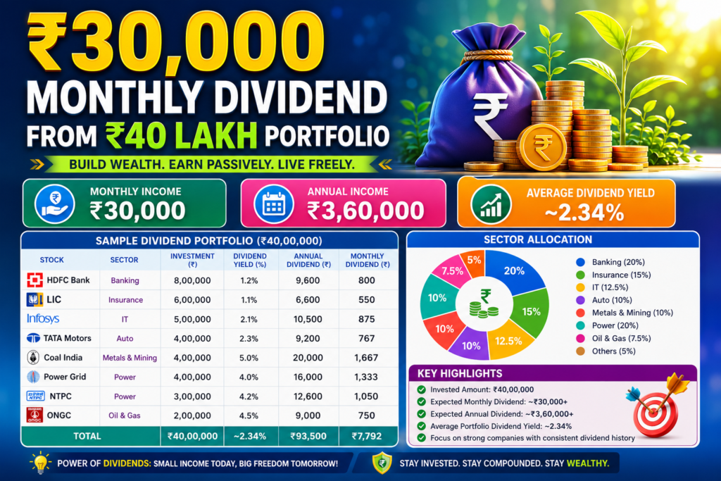 ₹30000 Monthly Dividend From ₹40 Lakh Portfolio strategy